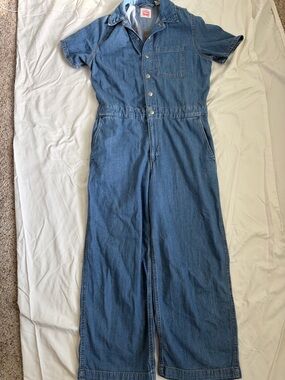 LEVI’S Heritage Denim Jumpsuit Medium Wash Wide Leg Snap Front Coverall